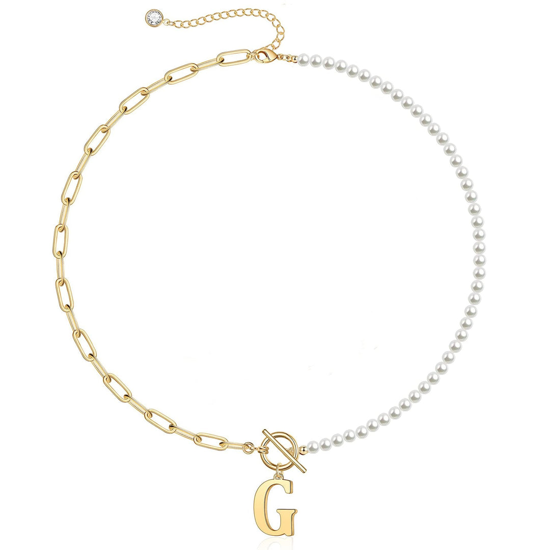 BowLift | Pearl & Paperclip Chain Letter Initial Necklace