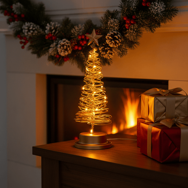 BowLift | LED Christmas Tree with Spiral Design and Star Accent (33 cm)