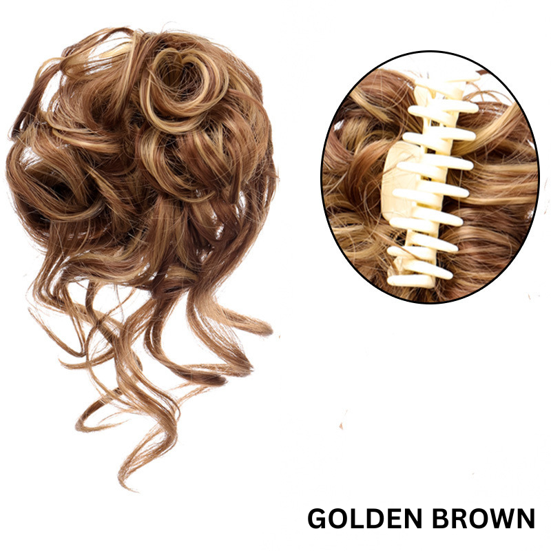 Messy Bun Hair Wavy Curly with Claw Clip Super Natural Look Bowlift