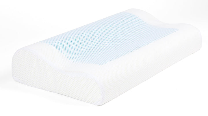 SNAPNAP Gel foam pillow with head recess + cooling gel pads, 50 x 30 cm, height 10 cm, ergonomic and hypoallergenic | Bowlift