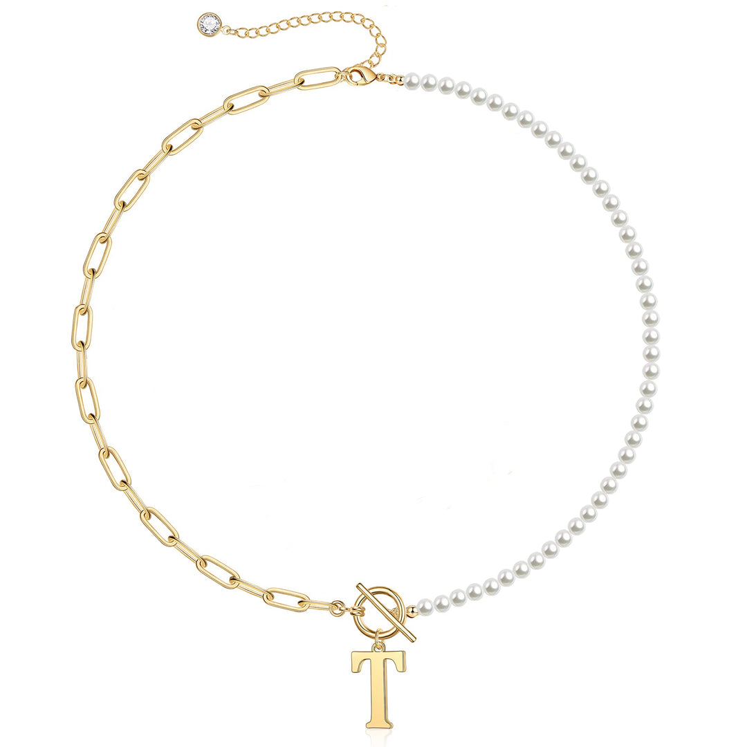 BowLift | Pearl & Paperclip Chain Letter Initial Necklace