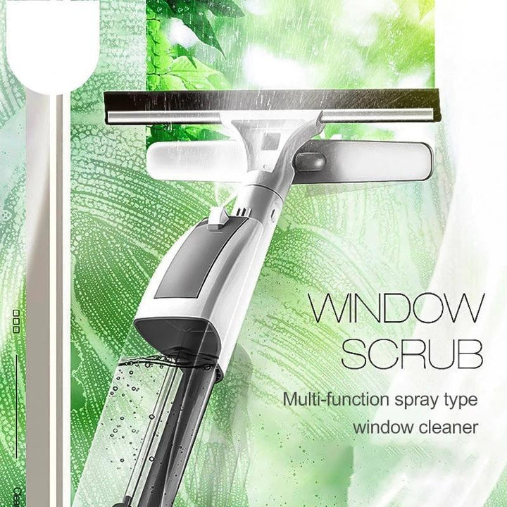 BowLift | Glass Cleaning Brush with Water Spray Window Cleaner High quality aluminum long handle Wiper and cloth combo silicone