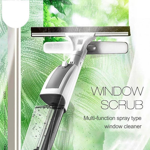 BowLift | Glass Cleaning Brush with Water Spray Window Cleaner High quality aluminum long handle Wiper and cloth combo silicone