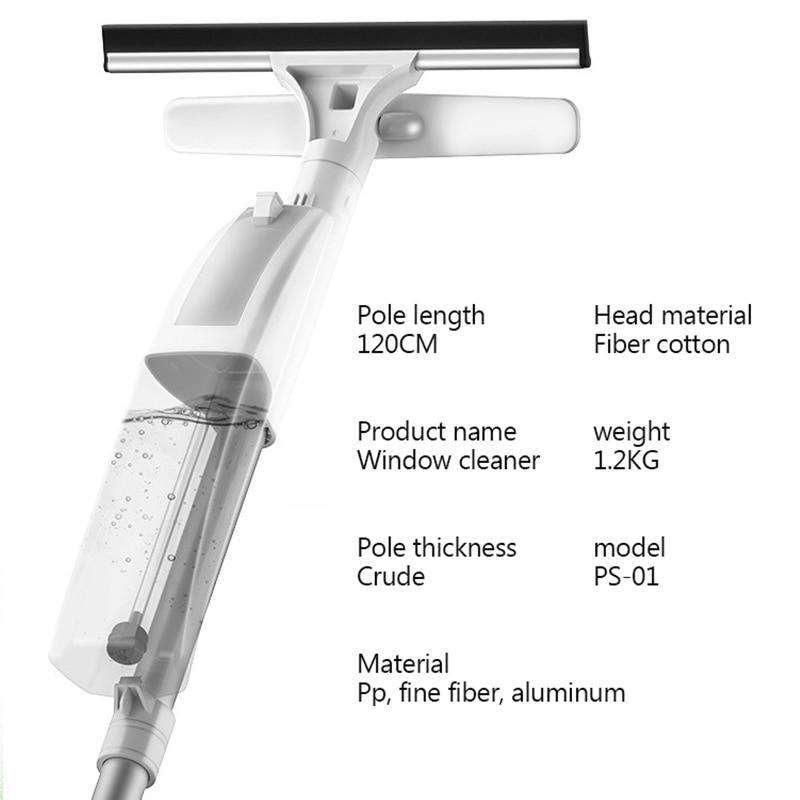 BowLift | Glass Cleaning Brush with Water Spray Window Cleaner High quality aluminum long handle Wiper and cloth combo silicone