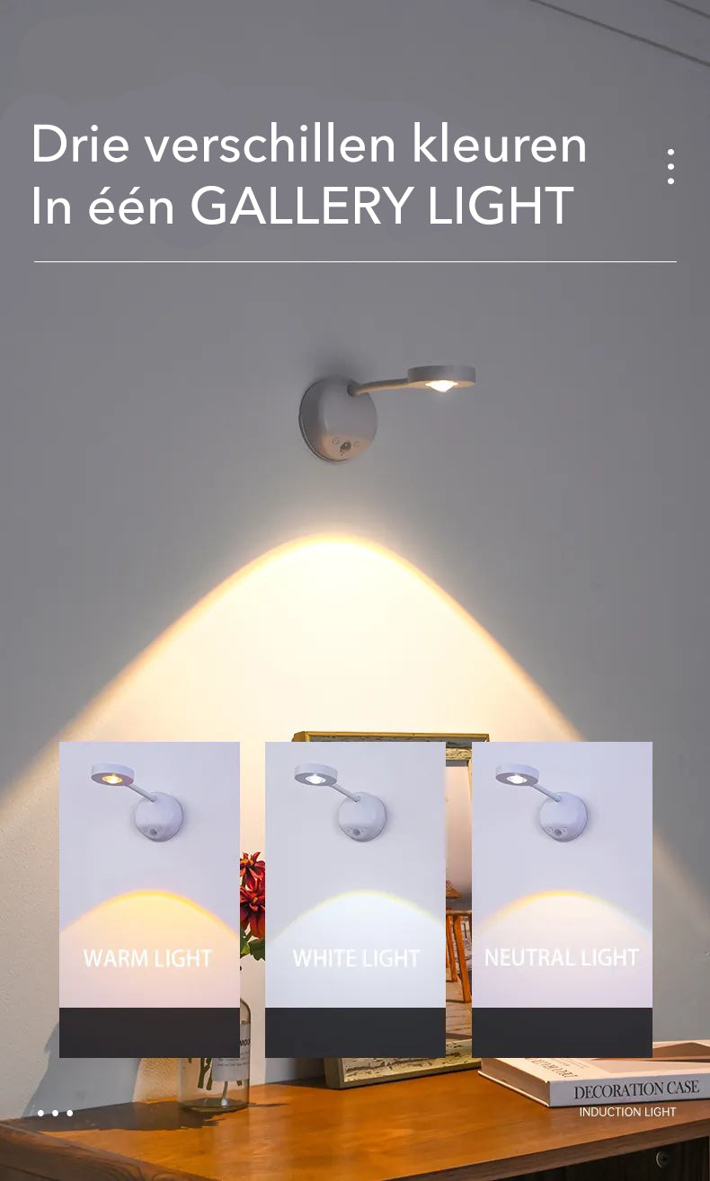 BowLift | Gallery Light - Stylish wireless rechargeable wall lamp
