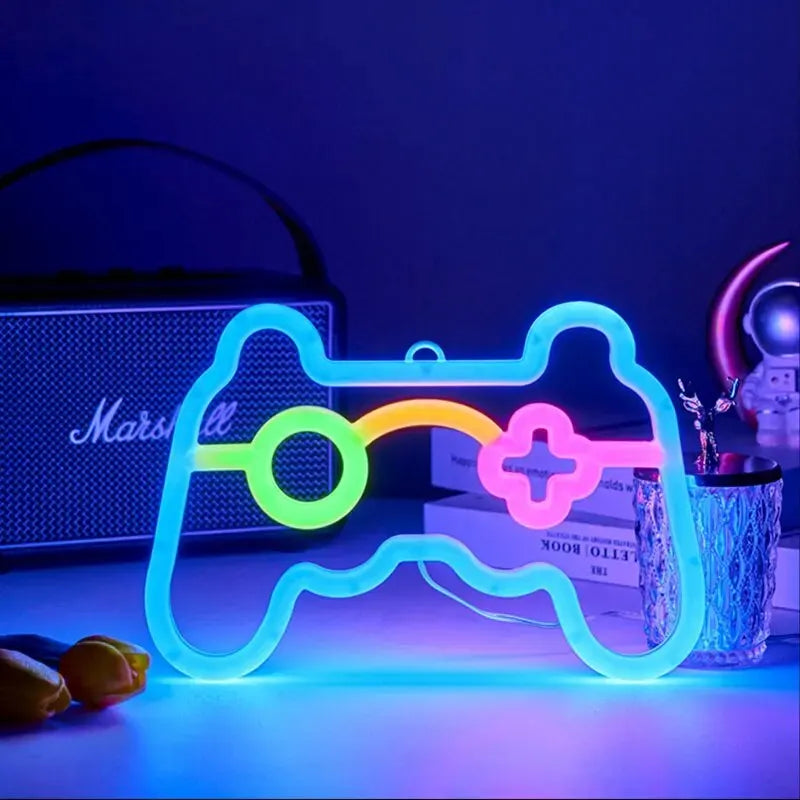 Illuminated Gaming Controller LED Sign – Neon Wall Decor for Gamer Room, Retro Console Emblem | Bowlift