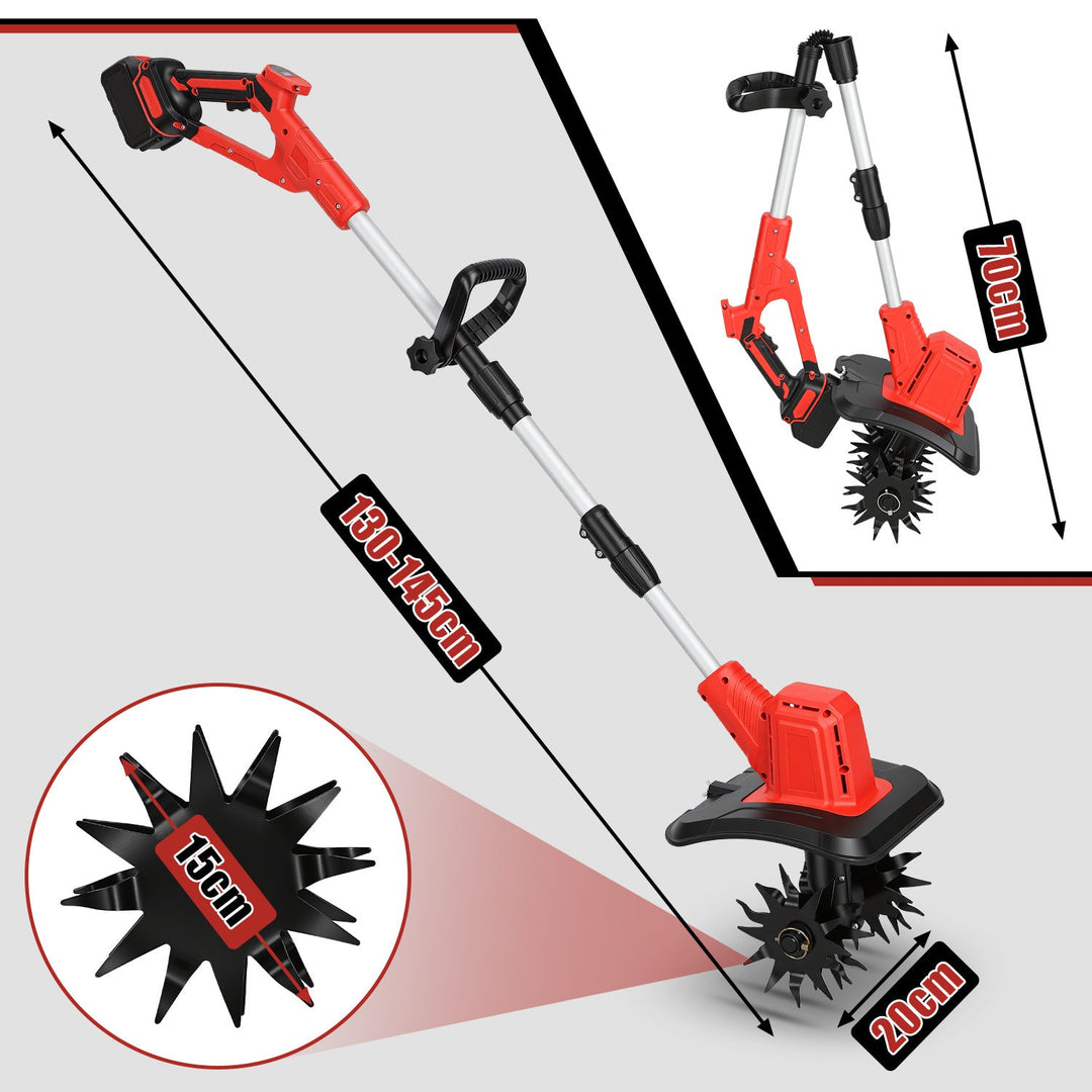 400W Battery Garden Tiller with 2 Batteries Portable | Bowlift