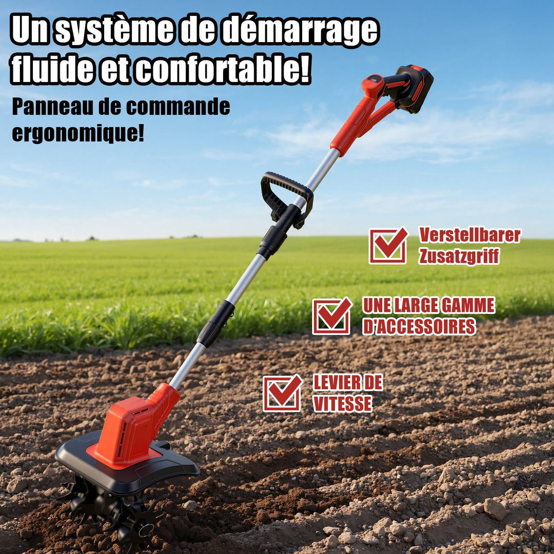 400W Battery Garden Tiller with 2 Batteries Portable | Bowlift