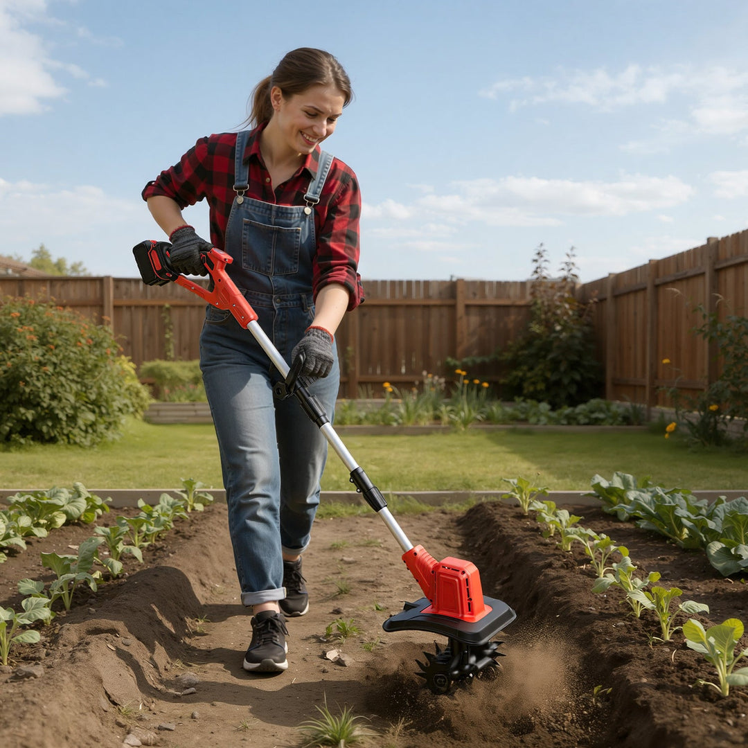 400W Battery Garden Tiller with 2 Batteries Portable | Bowlift