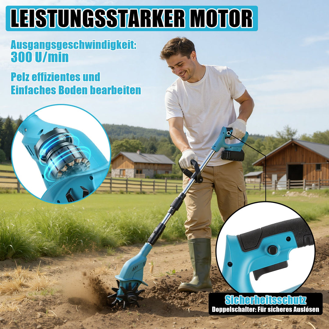 550W Battery Garden Cultivator with 2 Batteries Portable | Bowlift