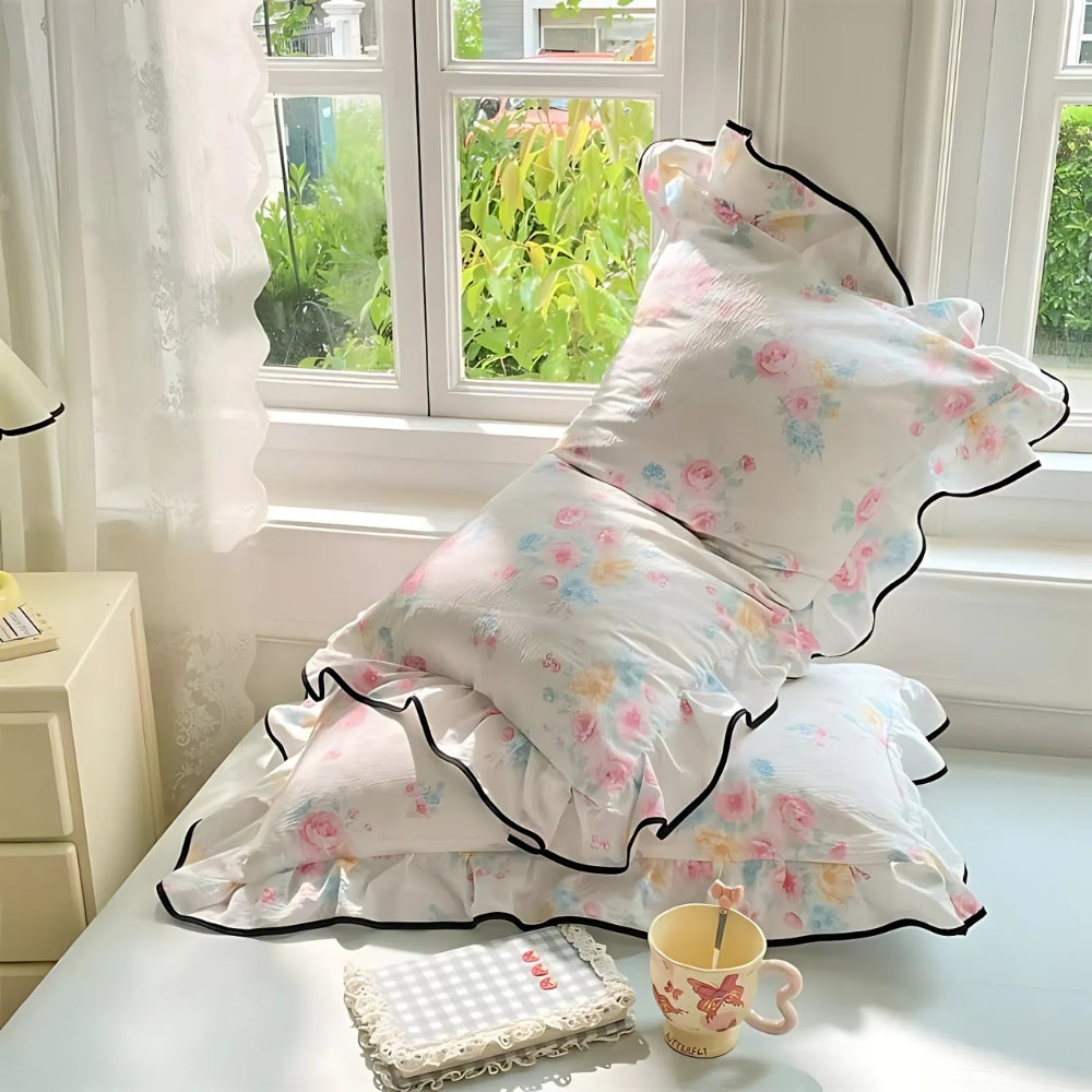 BowLift | Gauze Floral Ruffled Lace Pillowcases