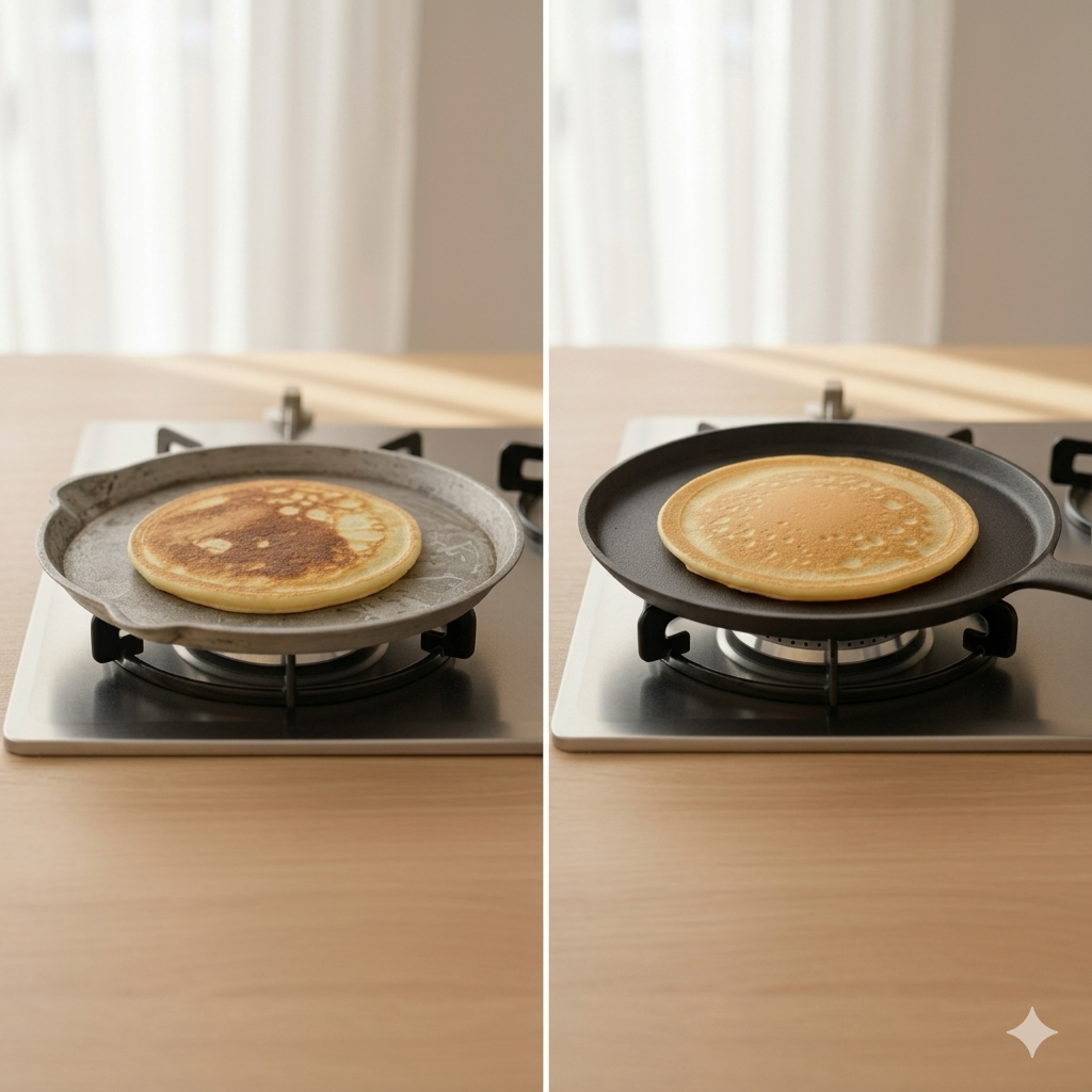 Cast iron pan 26 cm for even frying results | Bowlift