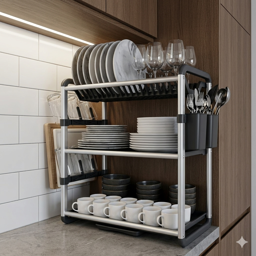 3-tier dish dryer made of aluminum | Bowlift