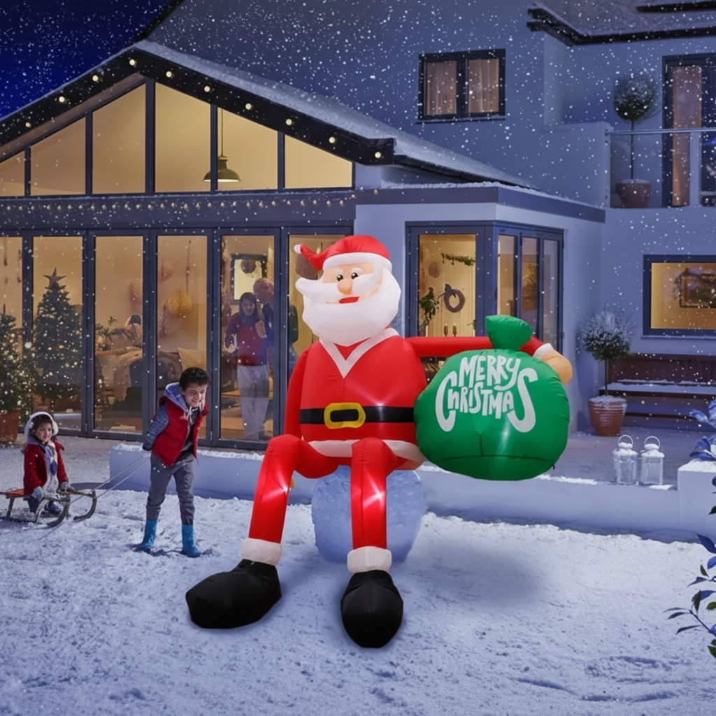 BowLift | Giant 8FT LED Inflatable Climbing Santa | Premium, Waterproof Outdoor Christmas Decor
