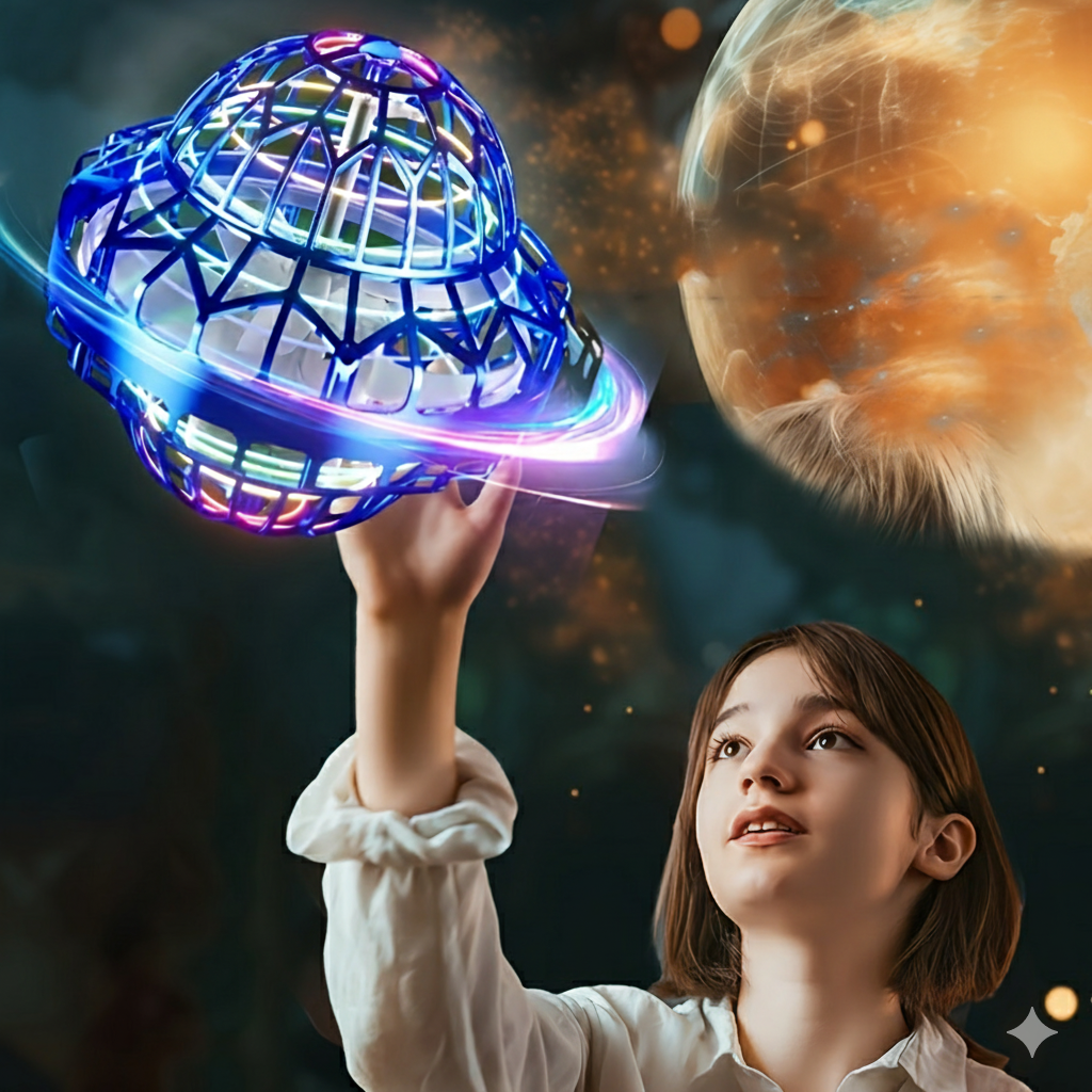 BowLift | Hand-Operated UFO Flying Ball Toy –  Hovering Drone with LED Lights, Boomerang Effect, Perfect Christmas Gift for Kids