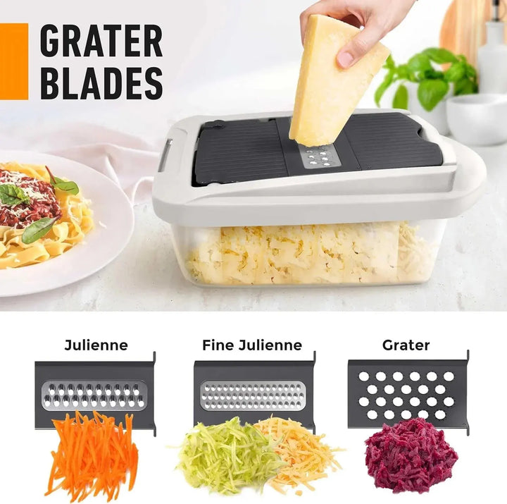 Vegetable cutter with 8 blades and collection box | Bowlift