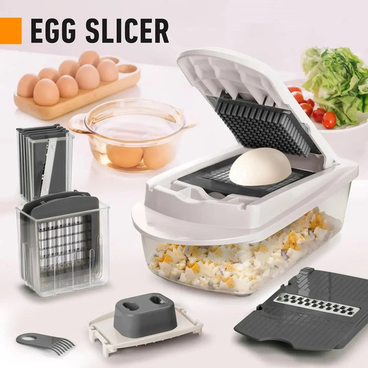 Vegetable cutter with 8 blades and collection box | Bowlift