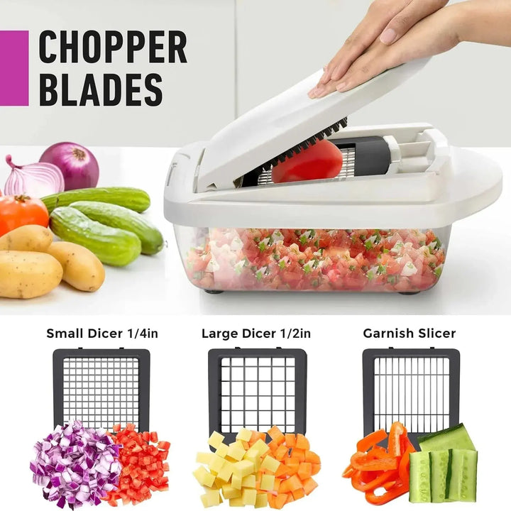 Vegetable cutter with 8 blades and collection box | Bowlift