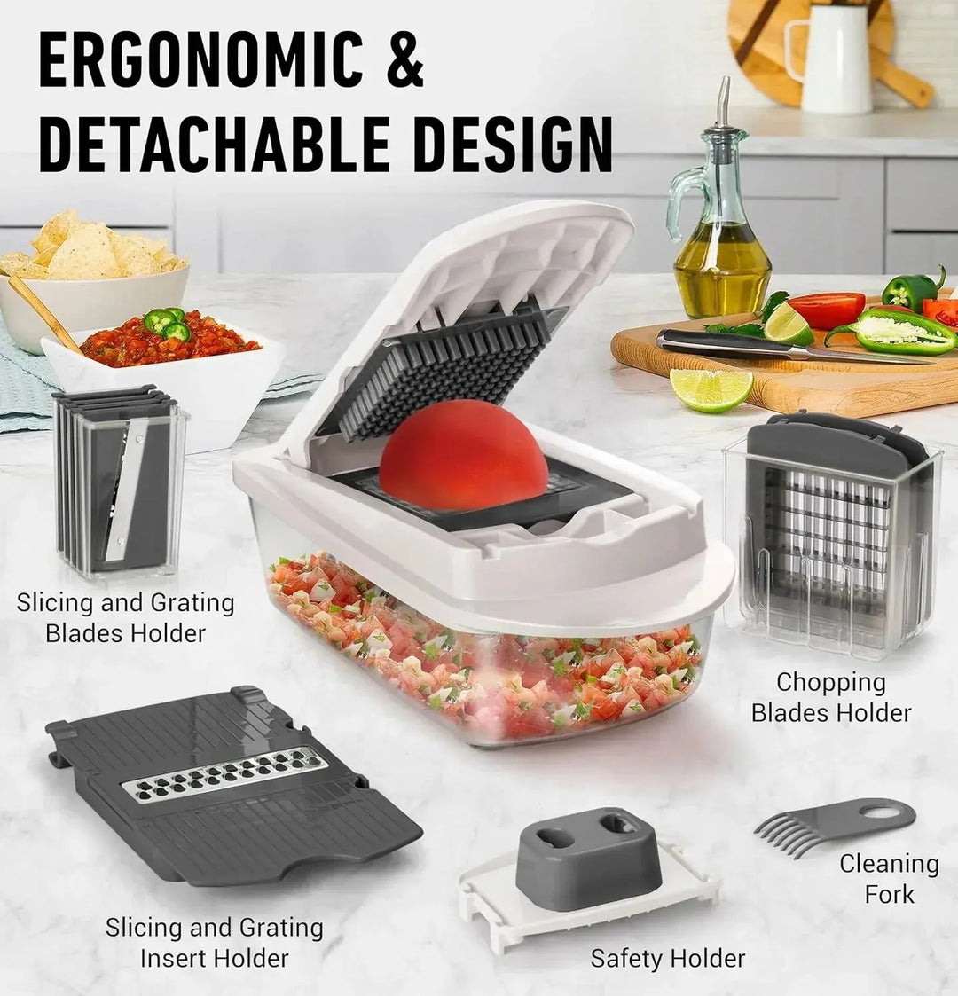 Vegetable cutter with 8 blades and collection box | Bowlift