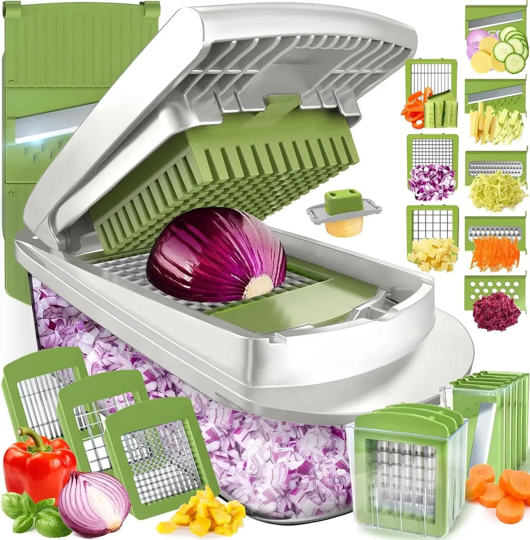 Vegetable cutter with 8 blades and collection box | Bowlift