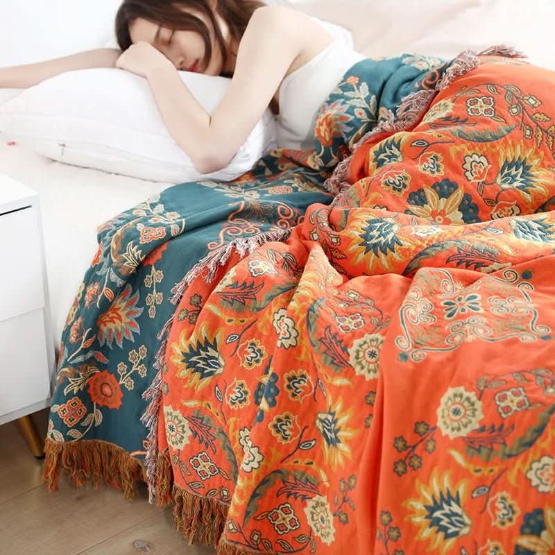 BowLift | Stylish cotton blanket with Boho jacquard for year-round comfort