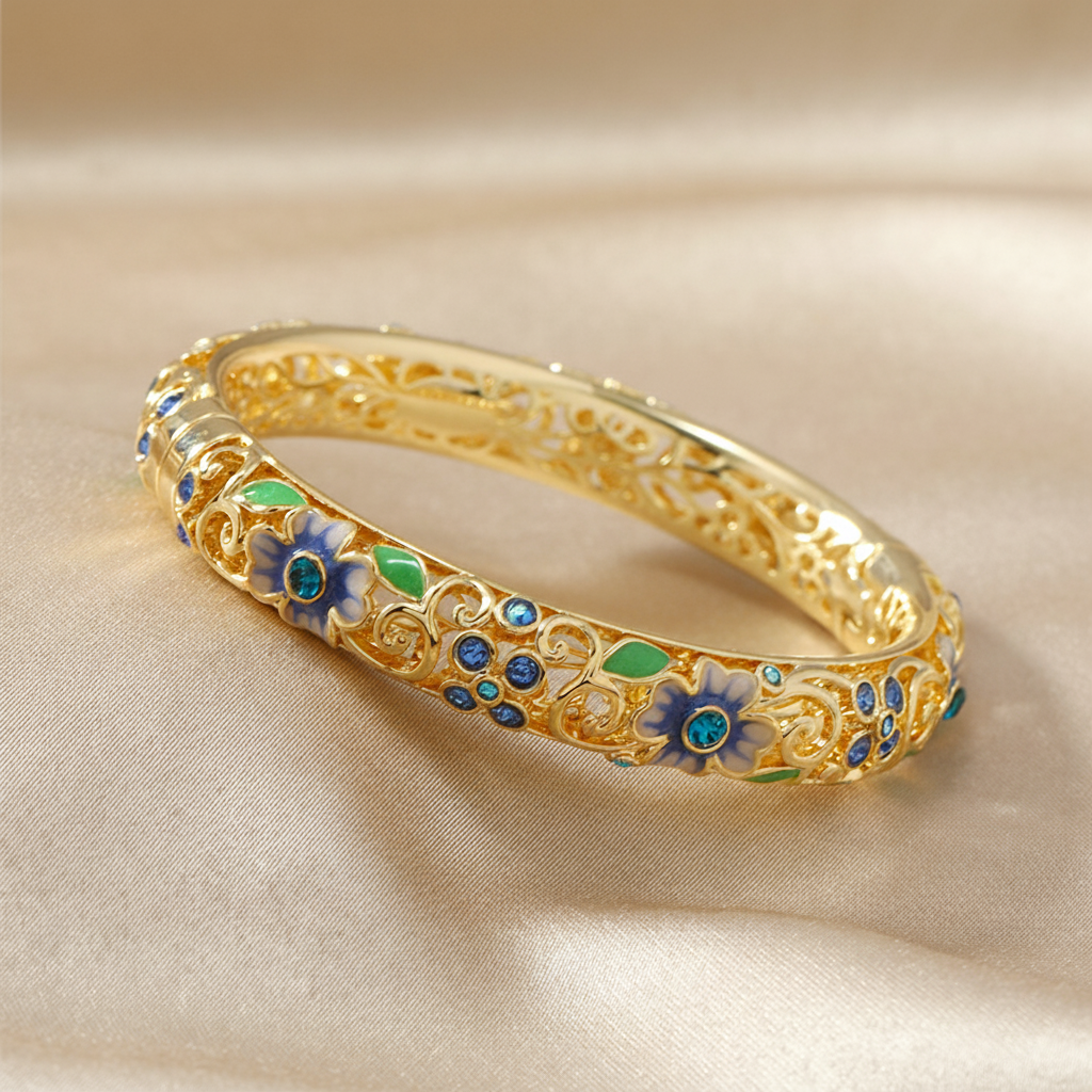 BowLift | 14k Diamond Accented Floral Bangles