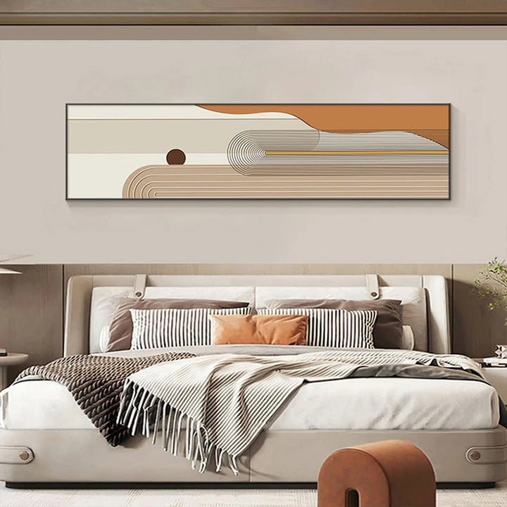 Geometric Curved Lines Earthy Tones Wall Art Fine Art Canvas Prints Modern Wide Format Pictures For Living Room Above The Sofa Art For Above The Bed | Bowlift