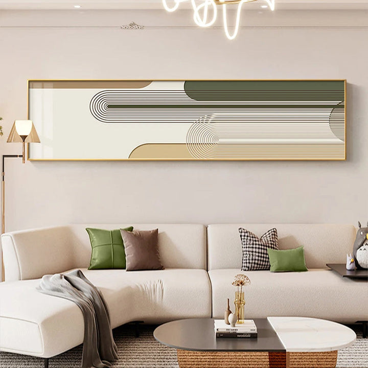 Geometric Curved Lines Earthy Tones Wall Art Fine Art Canvas Prints Modern Wide Format Pictures For Living Room Above The Sofa Art For Above The Bed | Bowlift