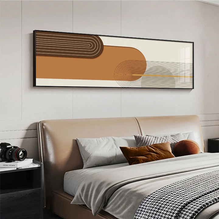 Geometric Curved Lines Earthy Tones Wall Art Fine Art Canvas Prints Modern Wide Format Pictures For Living Room Above The Sofa Art For Above The Bed | Bowlift