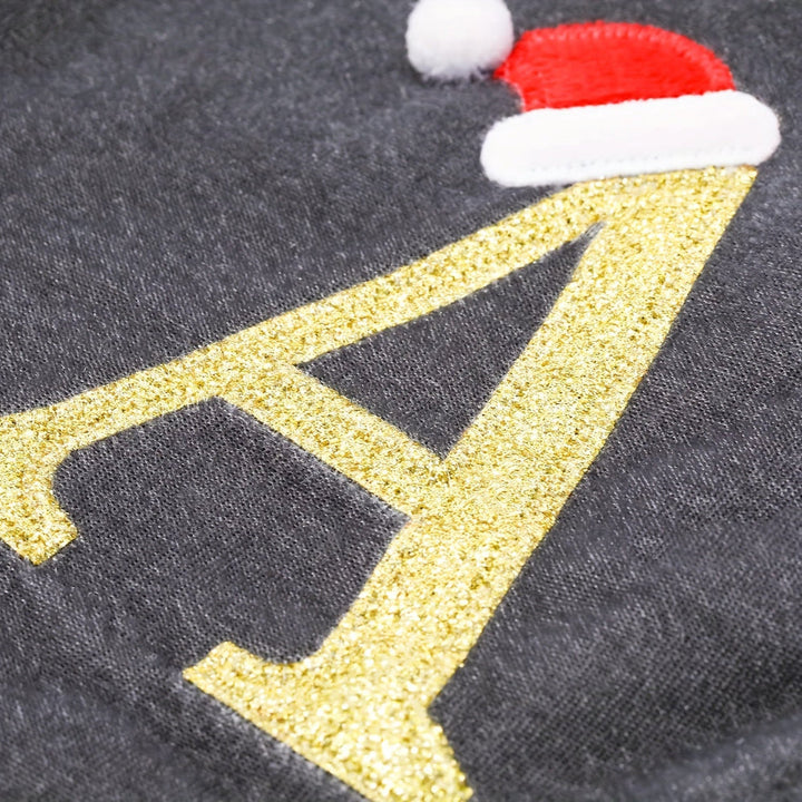 BowLift | Personalized Velvet Christmas Stocking with Monogram – Modern Gray Design