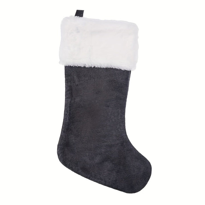 BowLift | Personalized Velvet Christmas Stocking with Monogram – Modern Gray Design