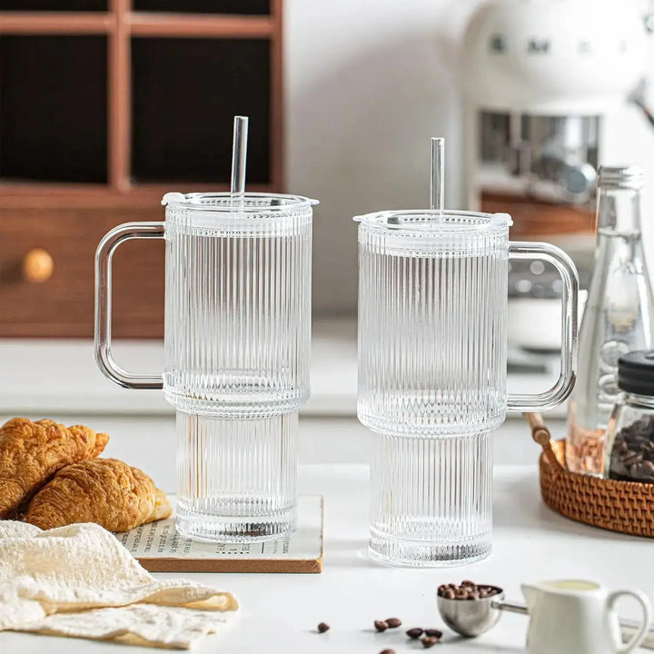 BowLift | Ribbed Borosilicate Glass Cup — Heat Resistant with Spill PRedection