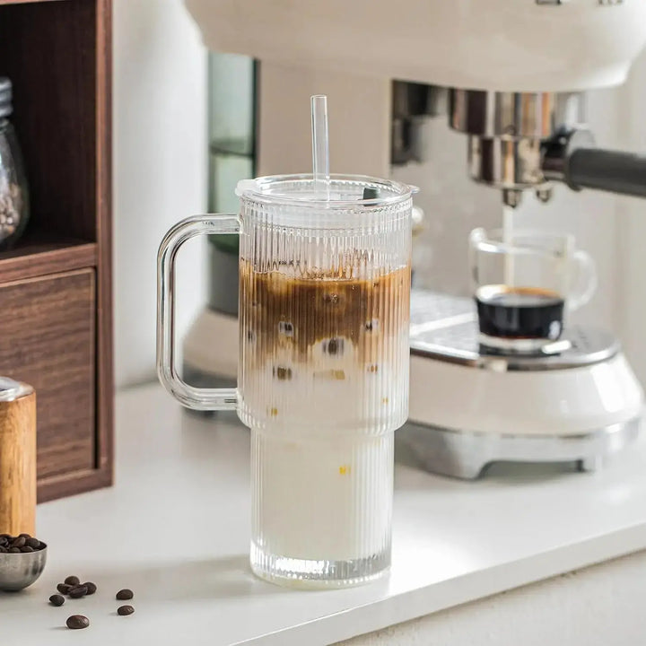 BowLift | Ribbed Borosilicate Glass Cup — Heat Resistant with Spill PRedection