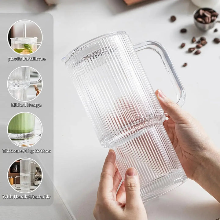 BowLift | Ribbed Borosilicate Glass Cup — Heat Resistant with Spill PRedection
