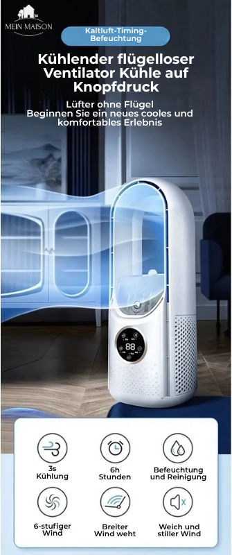 Airevo Air Cooler | Blade-less USB Fan | 6 Levels | Silent & With Timer | Air Humidification | Bowlift