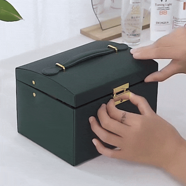 BowLift | Large Jewelry Earing and Necklace Box Storage Holder Organizer for Women and Guys Case Stand with Drawers and Lock