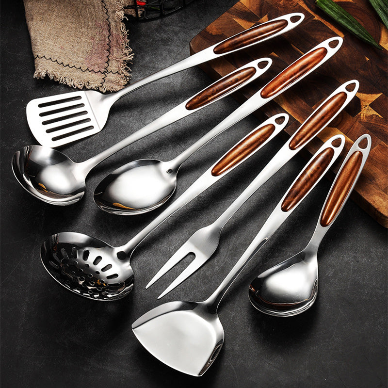 BowLift | Kitchen Utensils Set Stainless Steel Wooden Handle