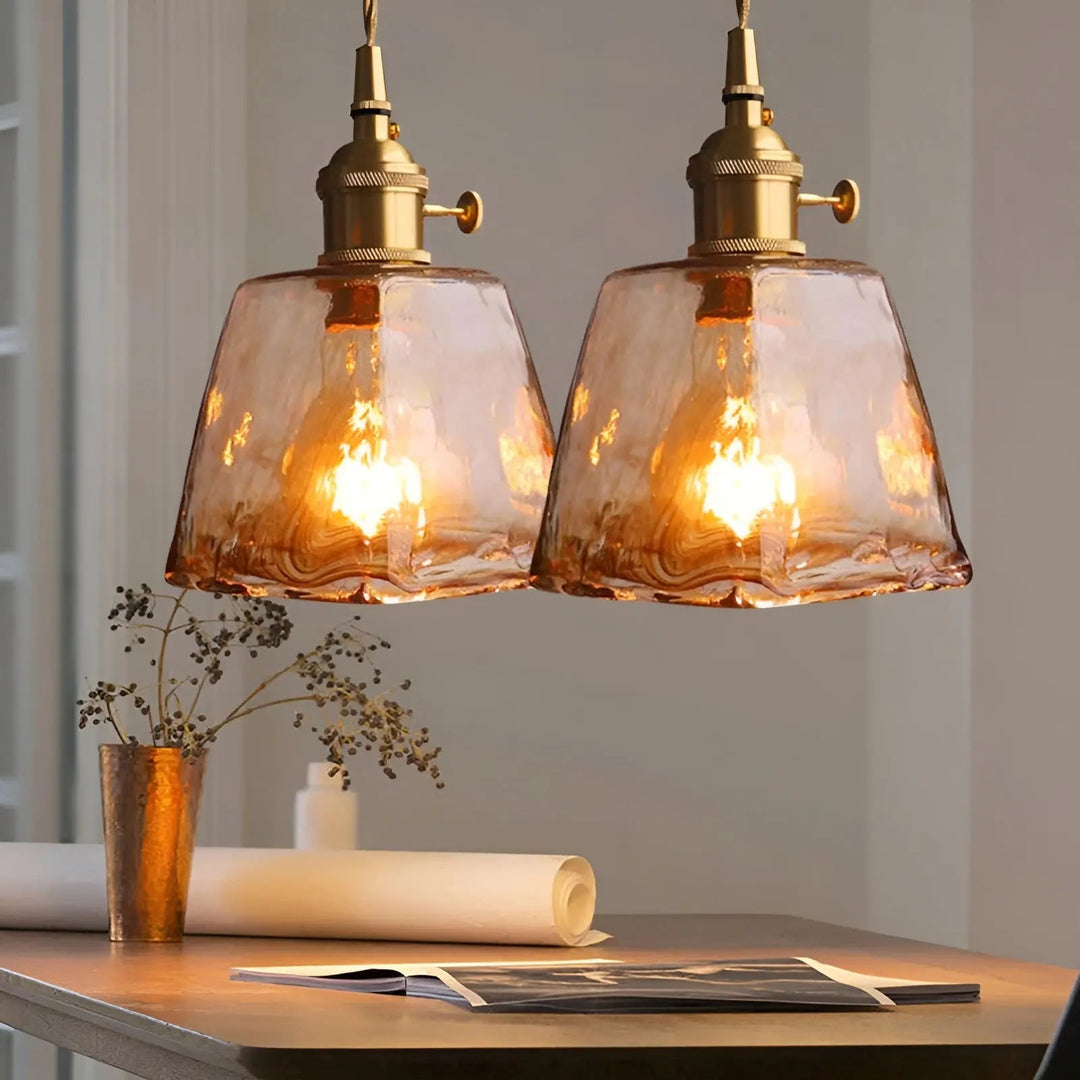 BowLift | Luxurious Crystal Ceiling Lamp - Amber GlassElegance