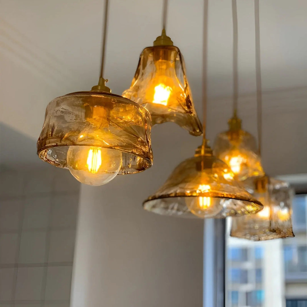 BowLift | Luxurious Crystal Ceiling Lamp - Amber GlassElegance
