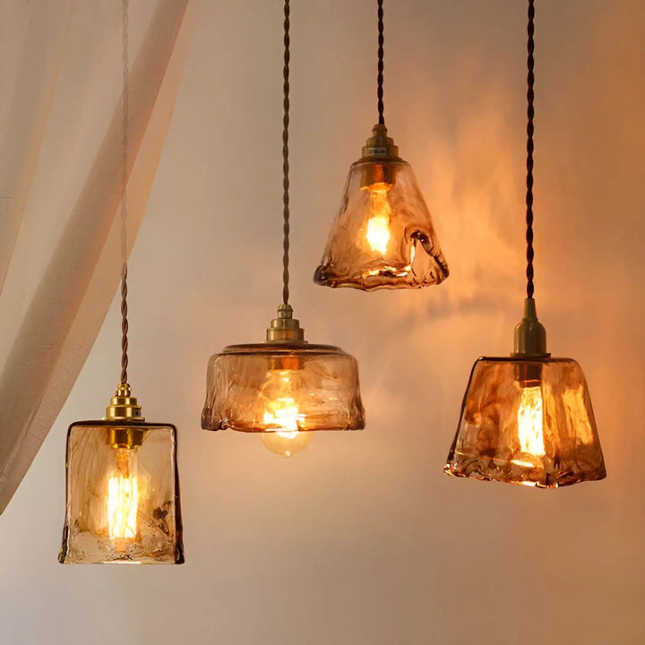 BowLift | Luxurious Crystal Ceiling Lamp - Amber GlassElegance