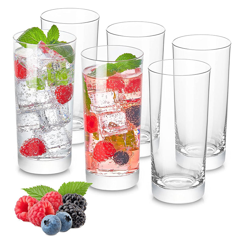 BowLift | Heat-Resistant Drinking Glasses Set of 6 Double Fashioned Glass Tumblers 16oz Premium Borosilicate Clear Water Cups