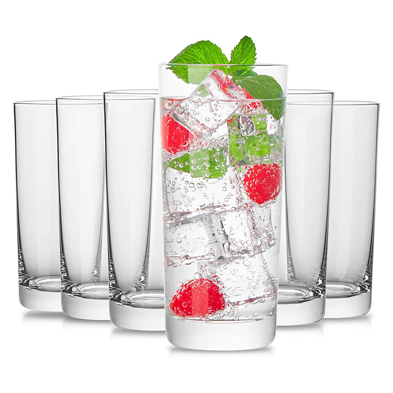 BowLift | Heat-Resistant Drinking Glasses Set of 6 Double Fashioned Glass Tumblers 16oz Premium Borosilicate Clear Water Cups