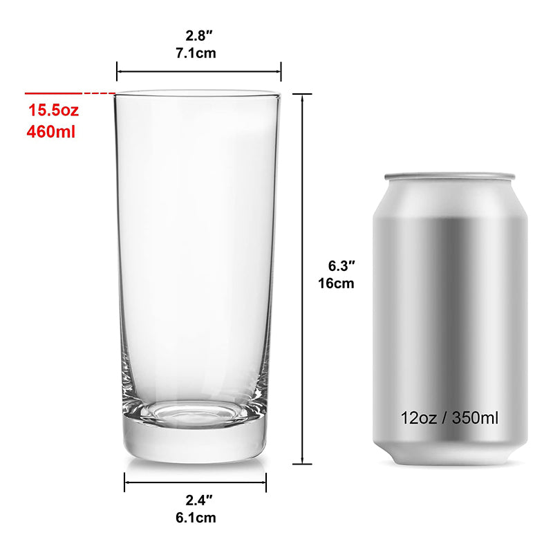 BowLift | Heat-Resistant Drinking Glasses Set of 6 Double Fashioned Glass Tumblers 16oz Premium Borosilicate Clear Water Cups