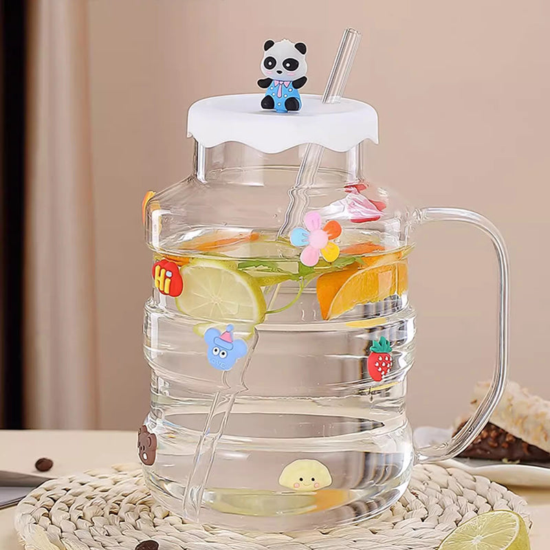 BowLift | High Borosilicate Glass Water Cup Large Capacity High Temperature Resistant Kettle With Lid And Straw For Office