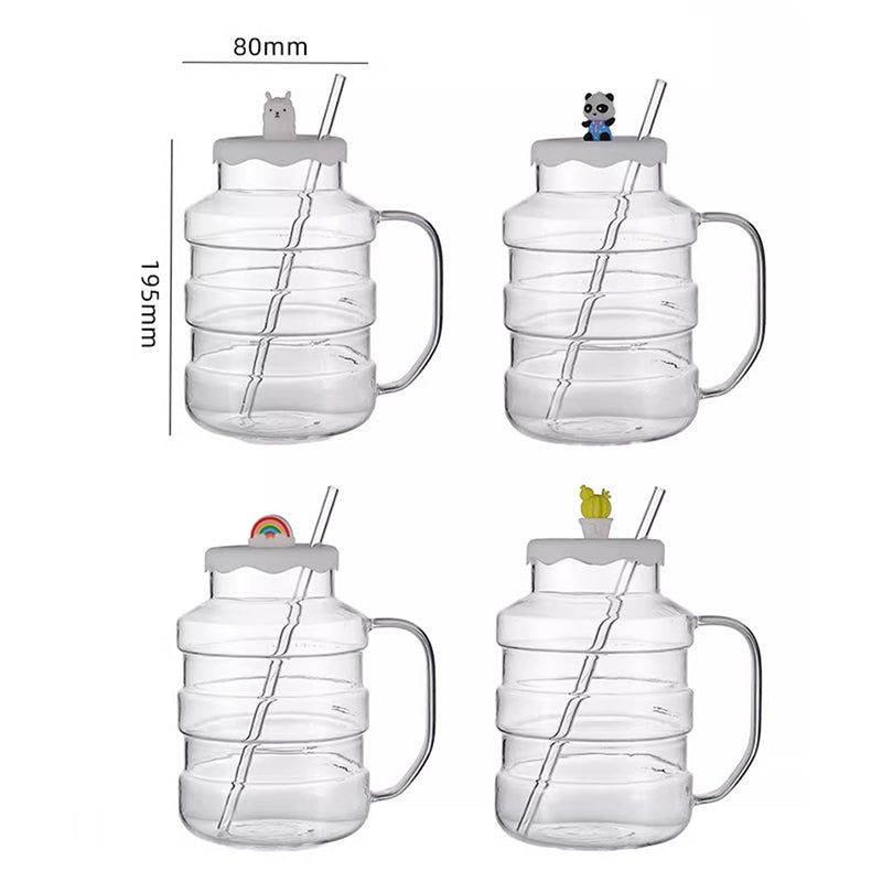 BowLift | High Borosilicate Glass Water Cup Large Capacity High Temperature Resistant Kettle With Lid And Straw For Office