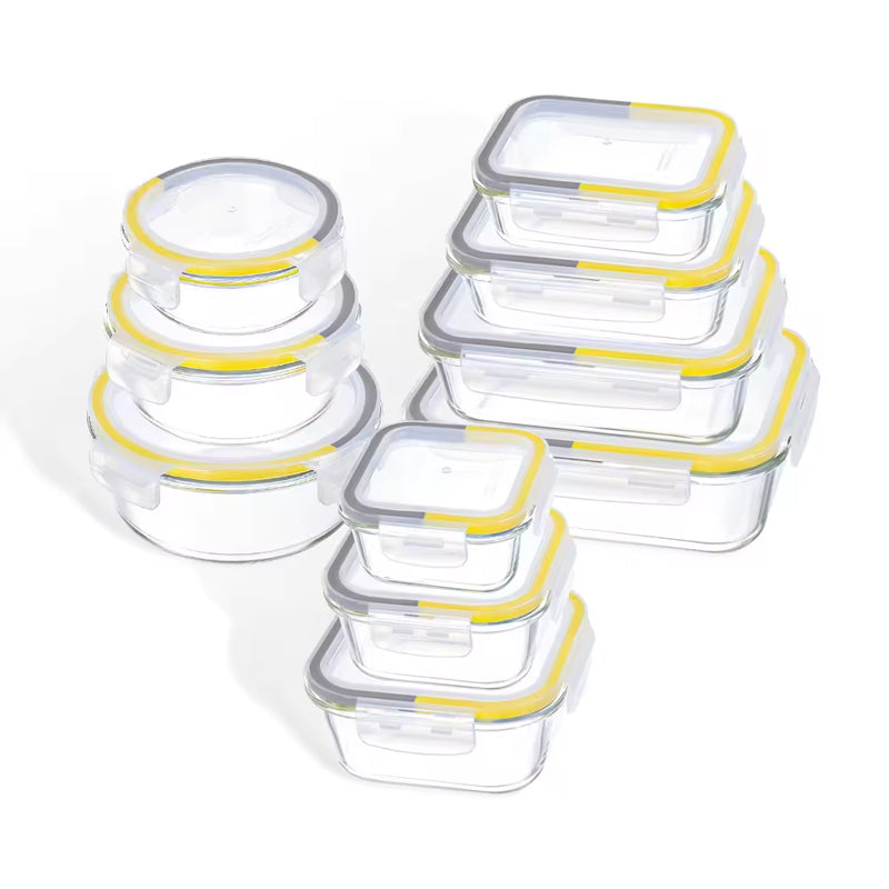 BowLift | Kitchen Microwavable High Borosilicate Meal Prep Air Tight For Glass Food Storage Box Container Set With Airtight Lock Lids