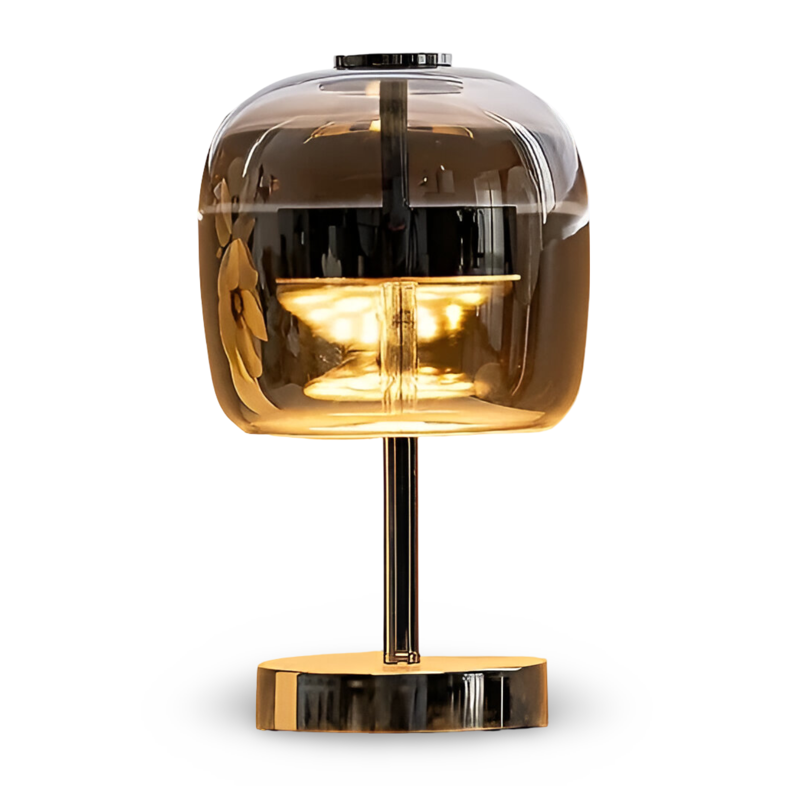 BowLift | Gleam Glass Table Lamp – Smoky Grey USB-Powered Dimmable LED Light for Bedroom & Desk