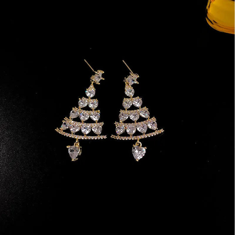 BowLift | Aurélia Kerstboom Oorbellen – Goud & Zilver met Rhinestones, Feestelijke Luxe voor Dames