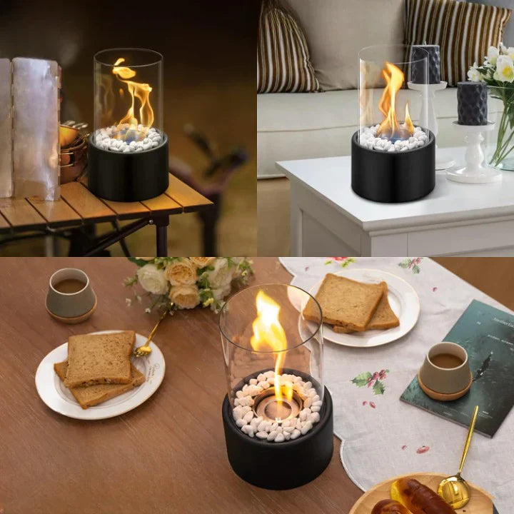 BowLift | GlowEdge Smoke-Free Bio Fireplace in Glass for Table and Indoor
