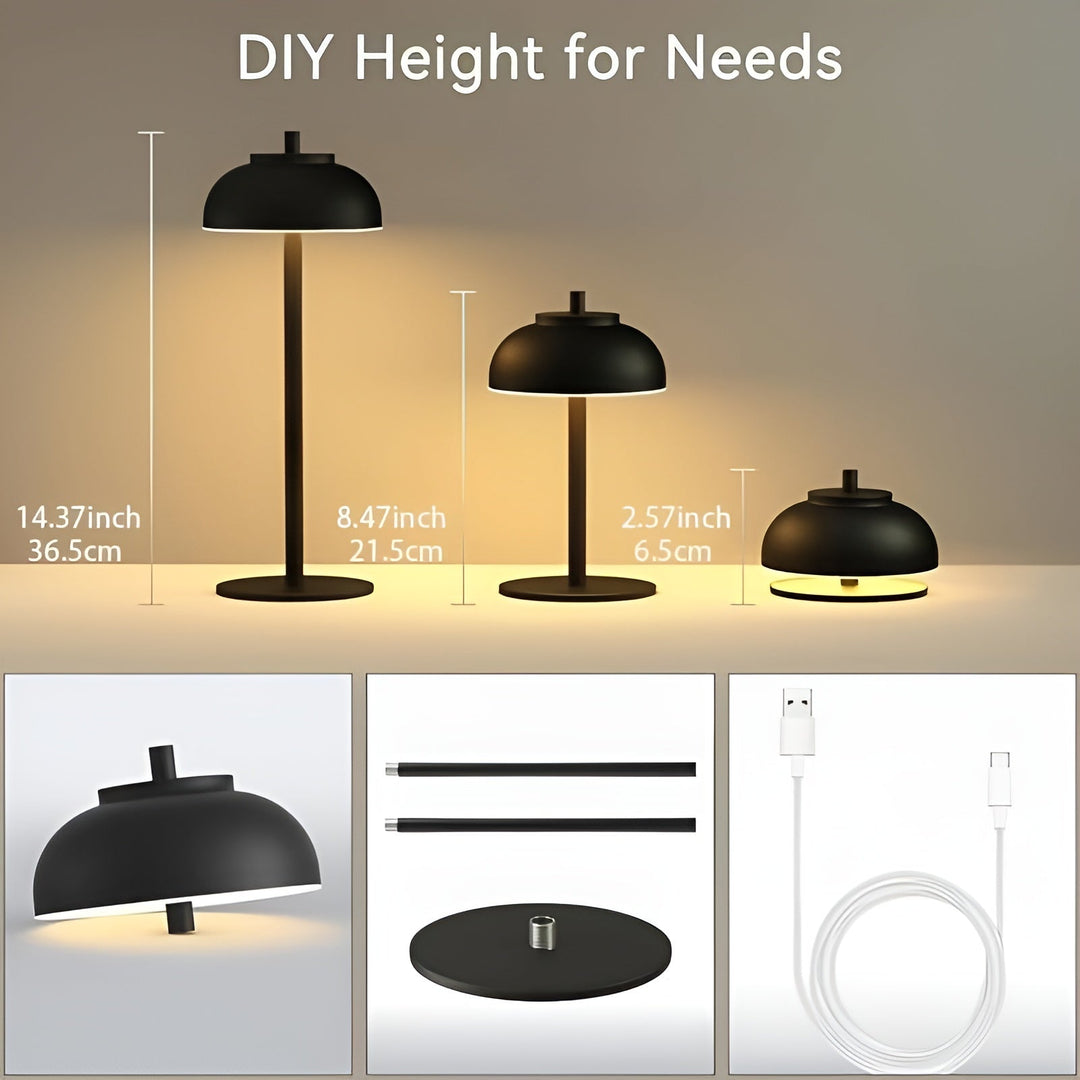 BowLift | Stylish Rechargeable Table Lamp with Dimmable LED - Three Light Modes and USB